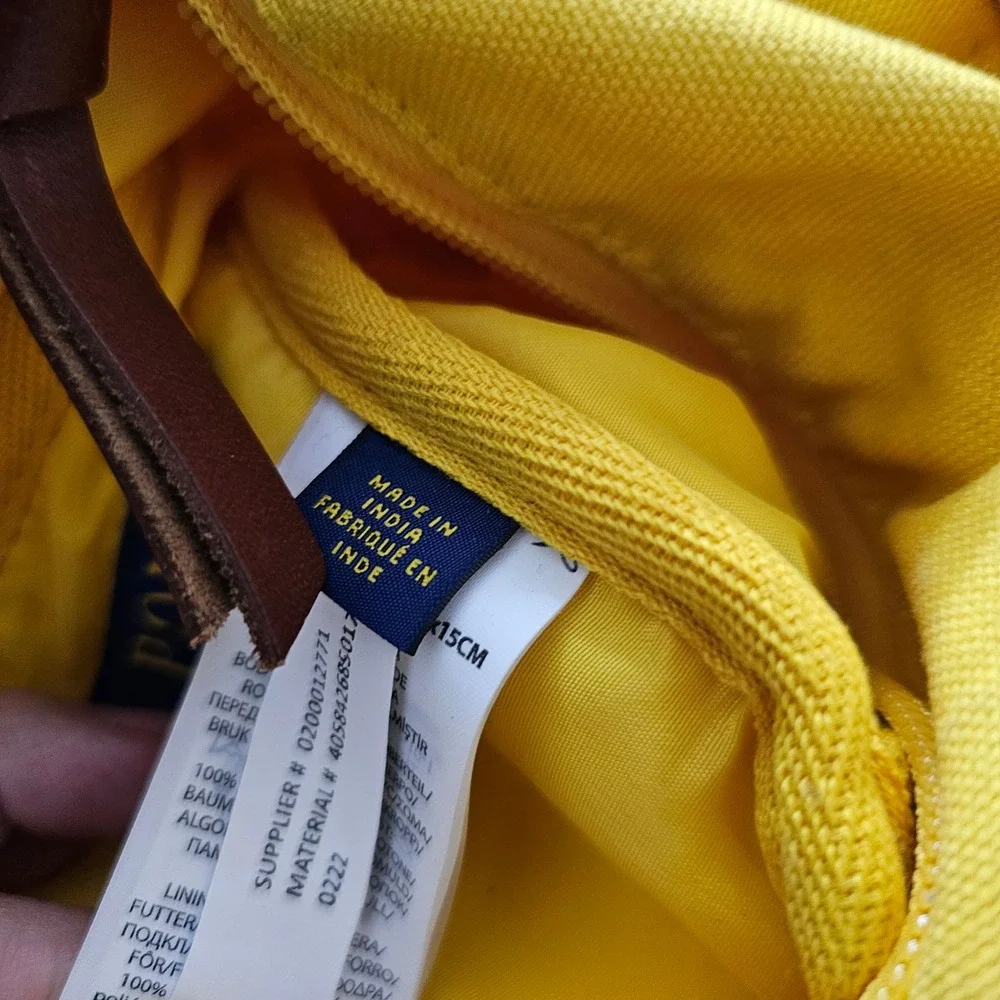 Polo‎ Ralph Lauren Yellow Backpack Canvas Blue Pony Embroidered Unisex New